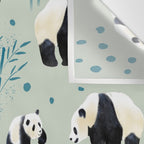 Panda Watercolor Shade of Green  Wall Tapestry Gallery Image 3