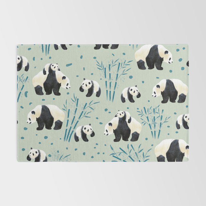 Panda Watercolor Shade of Green  Rug Gallery Image 2