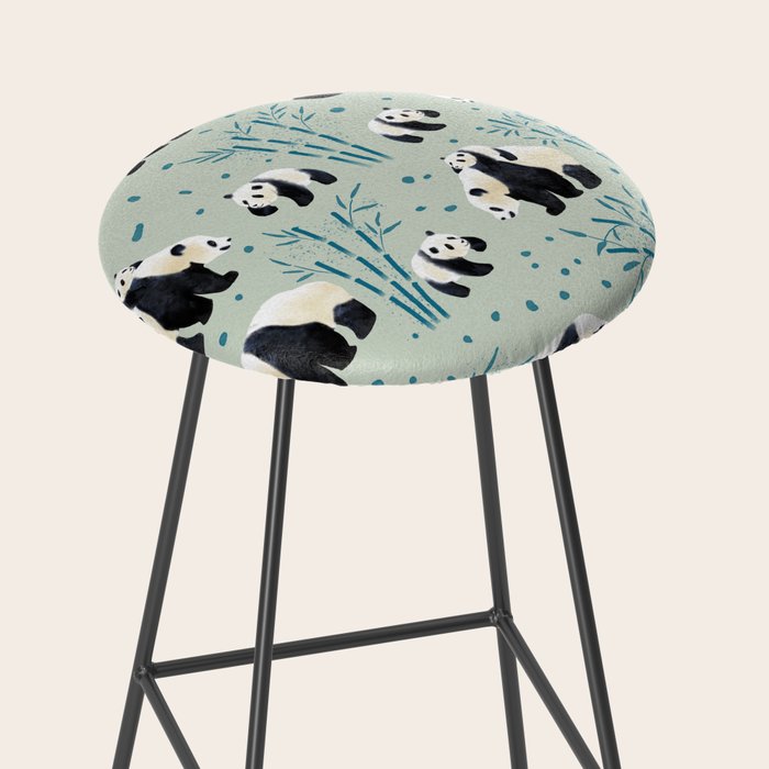 Panda Watercolor Shade of Green  Stool Gallery Image 2