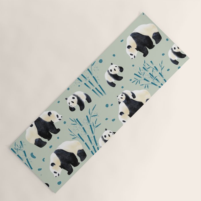 Panda Watercolor Shade of Green  Yoga Mat Gallery Image 1