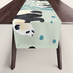 Panda Watercolor Shade of Green  Table Runner Gallery Image 1