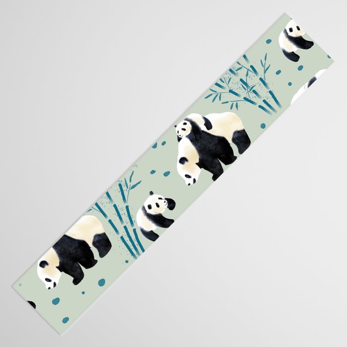 Panda Watercolor Shade of Green  Table Runner Gallery Image 3