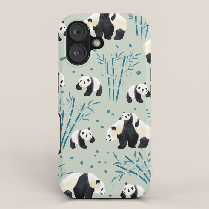 Panda Watercolor Shade of Green  iPhone Case Gallery Image 1