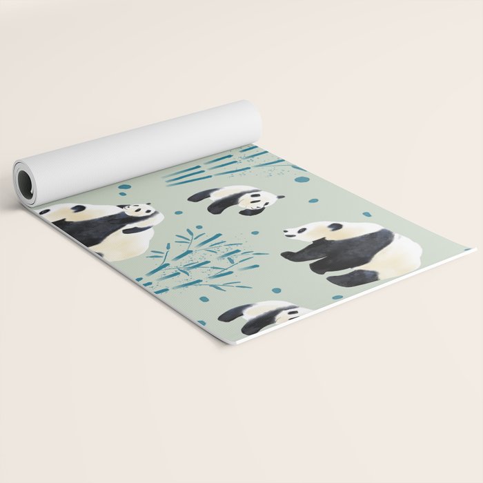 Panda Watercolor Shade of Green  Yoga Mat Gallery Image 2