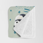 Panda Watercolor Shade of Green  Throw Blanket Gallery Image 3