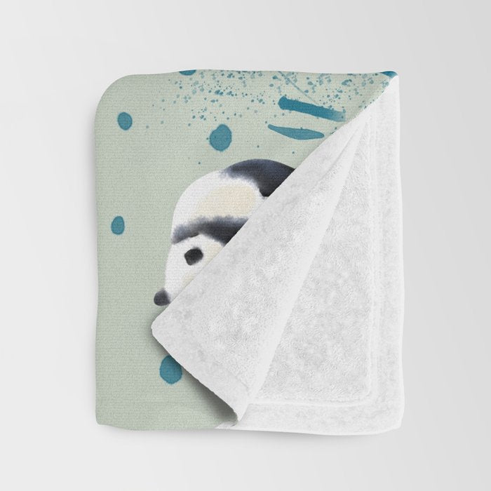 Panda Watercolor Shade of Green  Throw Blanket Gallery Image 3
