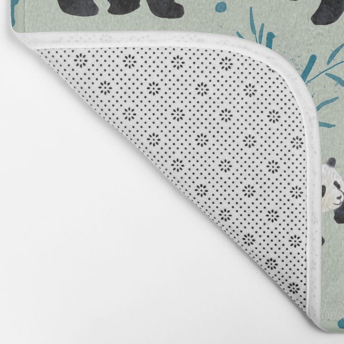 Panda Watercolor Shade of Green  Bath Mat Gallery Image 2