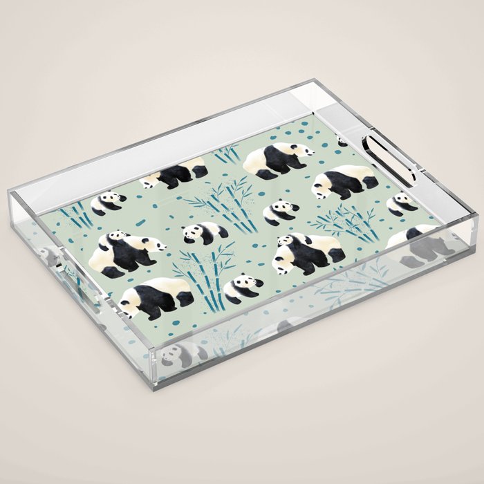 Panda Watercolor Shade of Green  Acrylic Tray Gallery Image 1