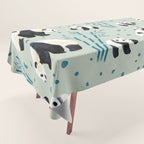 Panda Watercolor Shade of Green  Tablecloth Gallery Image 1