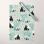 Panda Watercolor Shade of Green  Wrapping Paper Gallery Image 1