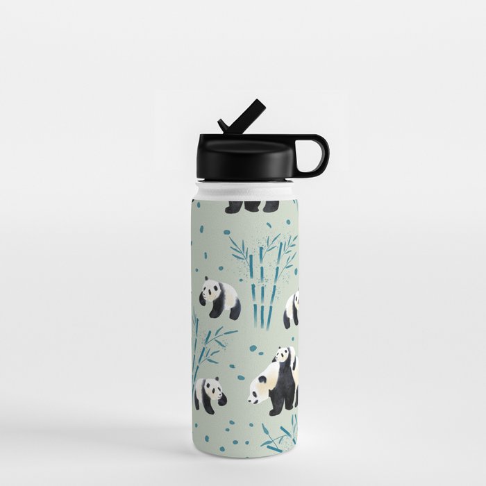 Panda Watercolor Shade of Green  Water Bottle Gallery Image 1