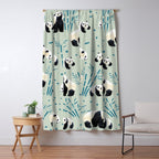 Panda Watercolor Shade of Green  Window Curtain Gallery Image 5