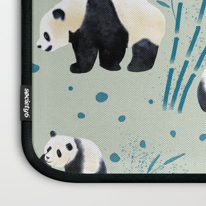 Panda Watercolor Shade of Green  Laptop Sleeve Gallery Image 3