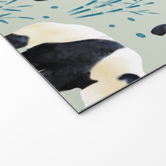 Panda Watercolor Shade of Green  Welcome Mat Gallery Image 2
