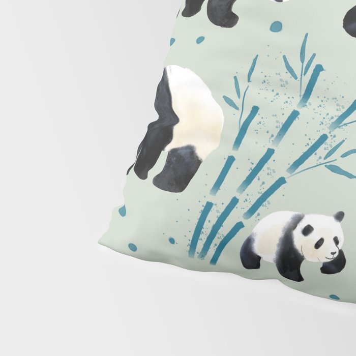 Panda Watercolor Shade of Green  Pillow Sham Gallery Image 4