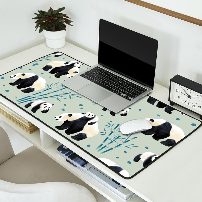 Panda Watercolor Shade of Green  Desk Mat Gallery Image 2