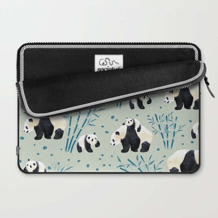 Panda Watercolor Shade of Green  Laptop Sleeve Gallery Image 2