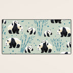 Panda Watercolor Shade of Green  Desk Mat Gallery Image 3