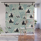 Panda Watercolor Shade of Green  Wall Mural Gallery Image 1