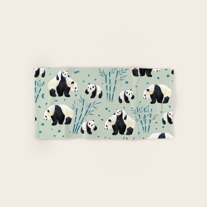 Panda Watercolor Shade of Green  Bath Towel Gallery Image 1