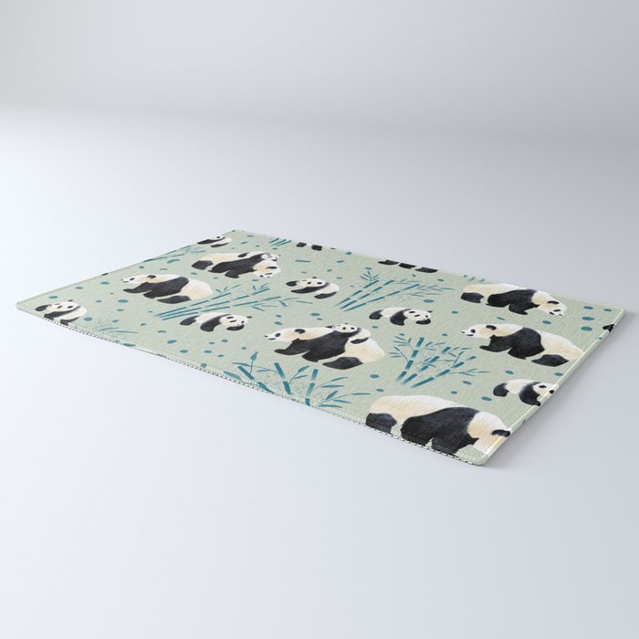 Panda Watercolor Shade of Green  Rug Gallery Image 3