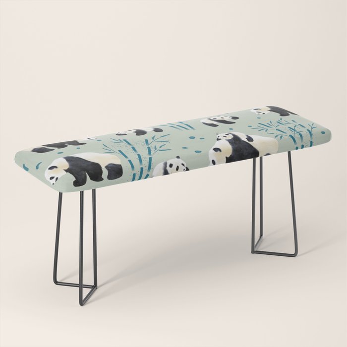 Panda Watercolor Shade of Green  Bench Gallery Image 1