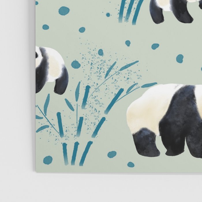 Panda Watercolor Shade of Green  Poster Gallery Image 3