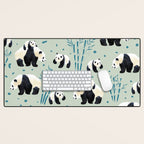Panda Watercolor Shade of Green  Desk Mat Gallery Image 1