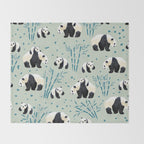 Panda Watercolor Shade of Green  Throw Blanket Gallery Image 2
