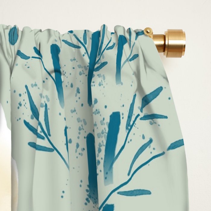 Panda Watercolor Shade of Green  Window Curtain Gallery Image 2