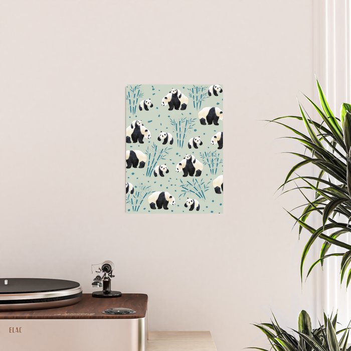 Panda Watercolor Shade of Green  Poster Gallery Image 2
