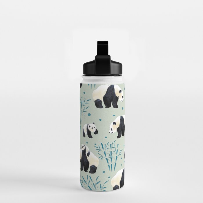 Panda Watercolor Shade of Green  Water Bottle Gallery Image 2
