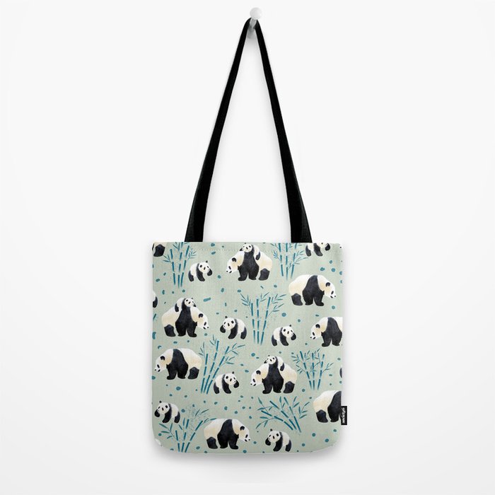 Panda Watercolor Shade of Green  Tote Bag Gallery Image 2