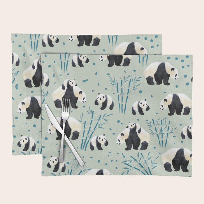 Panda Watercolor Shade of Green  Placemat Gallery Image 1