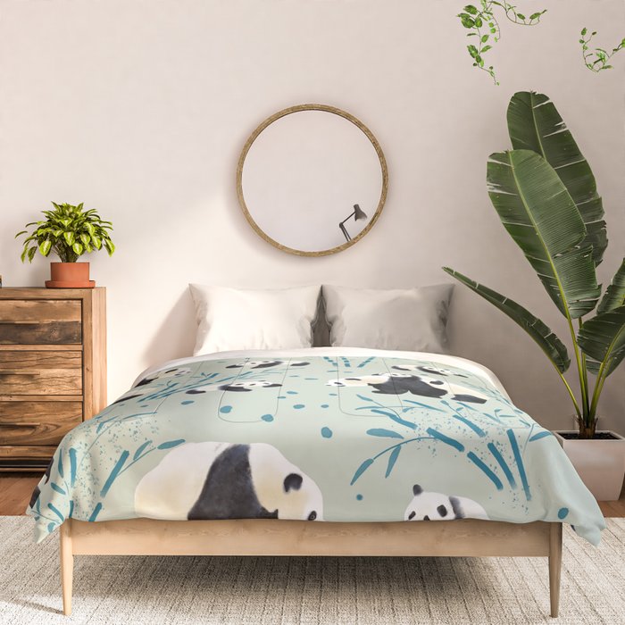 Panda Watercolor Shade of Green  Comforter Gallery Image 3