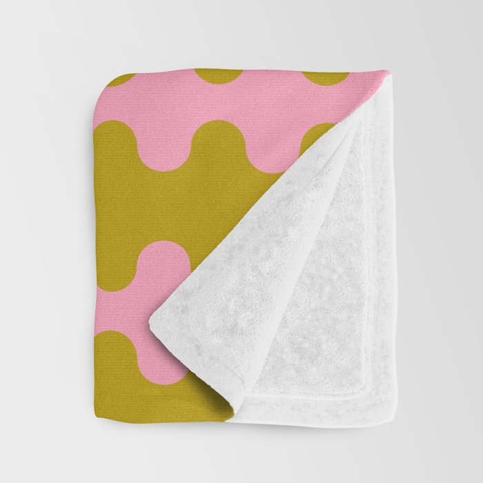 Contemporary Wavy Ogee A-Go-Go Vertical Stripes Chartreuse and Pink Pattern Throw Blanket Gallery Image 3