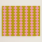 Contemporary Wavy Ogee A-Go-Go Vertical Stripes Chartreuse and Pink Pattern Jigsaw Puzzle Gallery Image 1
