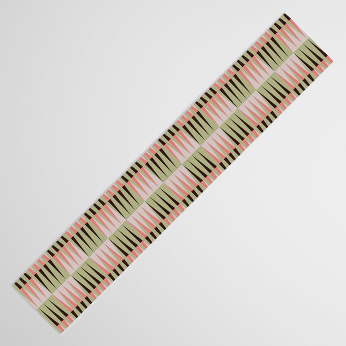 Geometric pattern rose and light green Table Runner Gallery Image 3