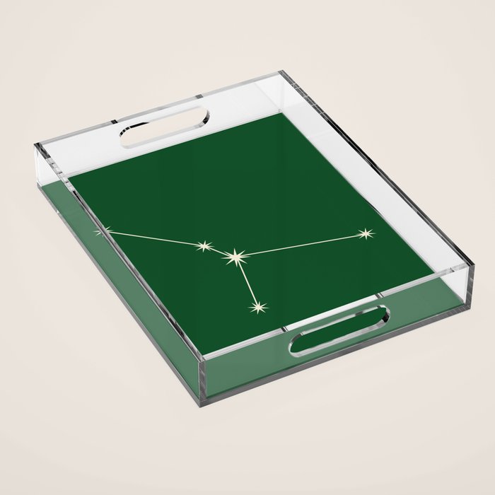 Cancer Zodiac Star Constellation Line Art Green Acrylic Tray Gallery Image 1