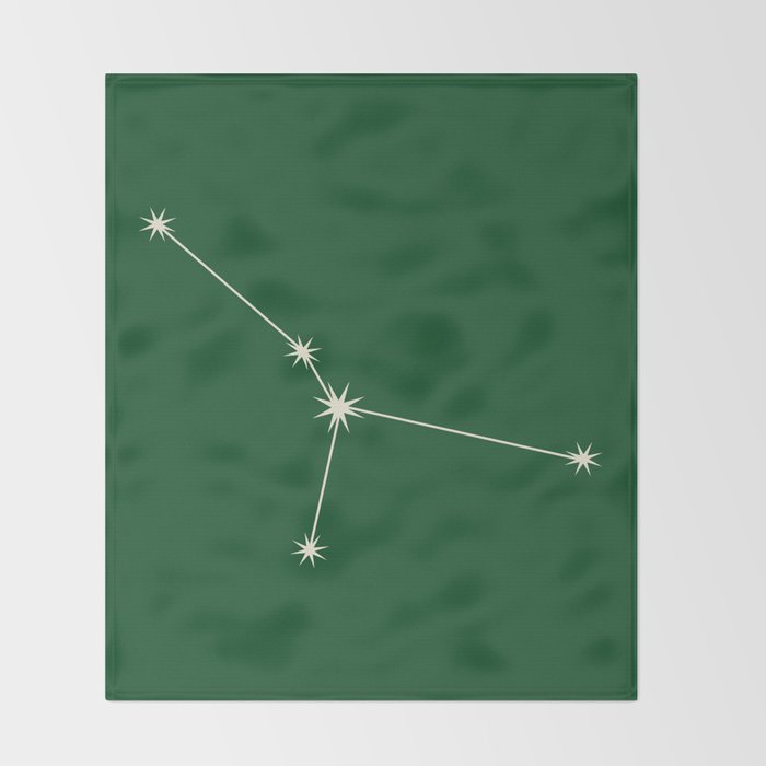 Cancer Zodiac Star Constellation Line Art Green Throw Blanket Gallery Image 2