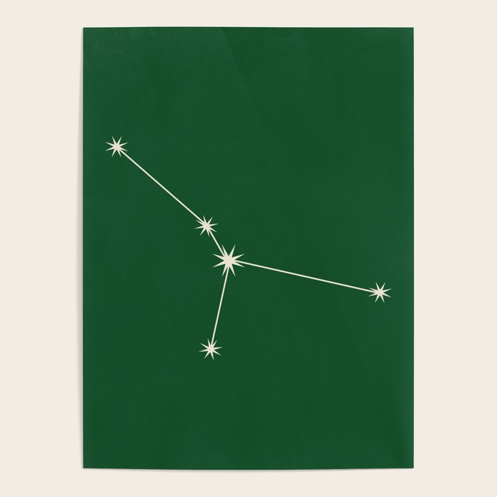 Cancer Zodiac Star Constellation Line Art Green Poster Gallery Image 4