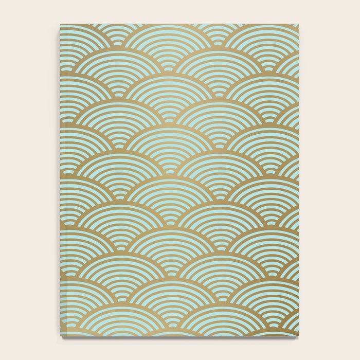 Festive, Art Deco, Wave, Pattern, Green and Gold Notebook Gallery Image 4