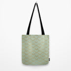 Festive, Art Deco, Wave, Pattern, Green and Gold Tote Bag Gallery Image 2