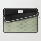 Festive, Art Deco, Wave, Pattern, Green and Gold Laptop Sleeve Gallery Image 2
