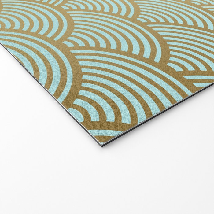 Festive, Art Deco, Wave, Pattern, Green and Gold Welcome Mat Gallery Image 2