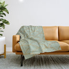 Festive, Art Deco, Wave, Pattern, Green and Gold Throw Blanket Gallery Image 1
