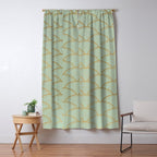 Festive, Art Deco, Wave, Pattern, Green and Gold Window Curtain Gallery Image 5
