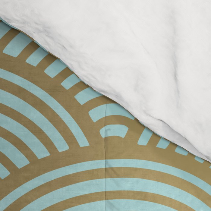 Festive, Art Deco, Wave, Pattern, Green and Gold Comforter Gallery Image 4