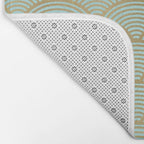 Festive, Art Deco, Wave, Pattern, Green and Gold Bath Mat Gallery Image 2