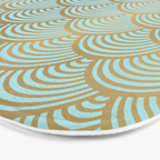 Festive, Art Deco, Wave, Pattern, Green and Gold Bath Mat Gallery Image 3